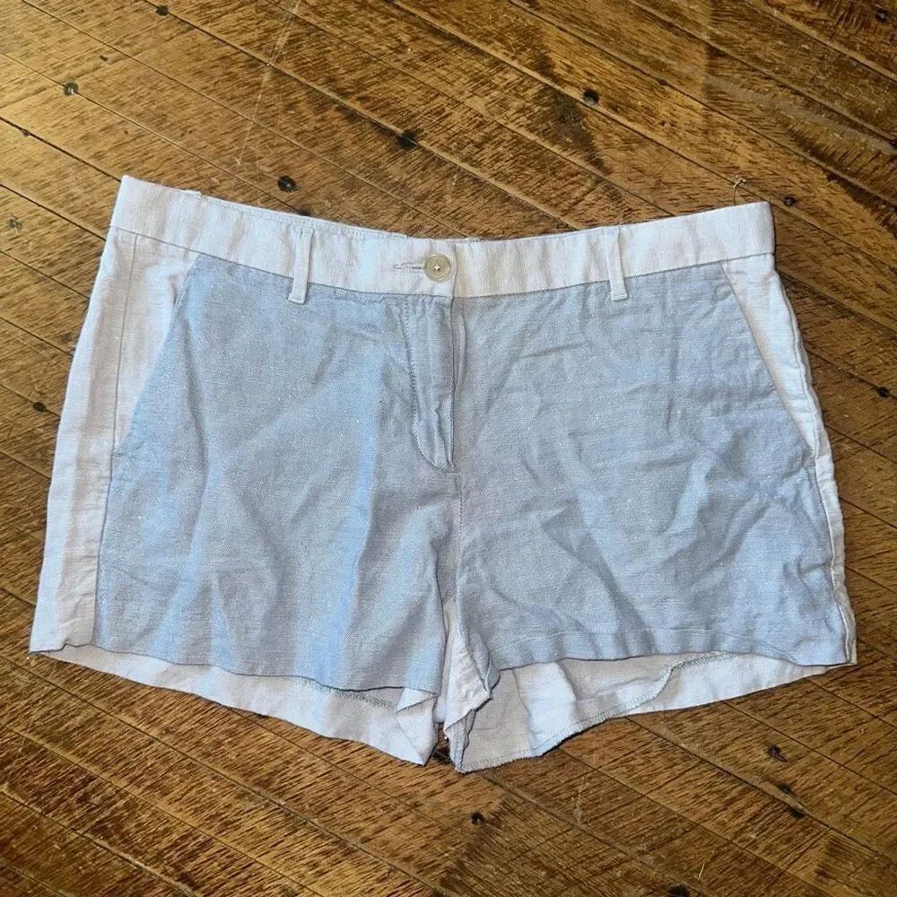 Gap khaki blue front linen cotton flat front size 8 shorts